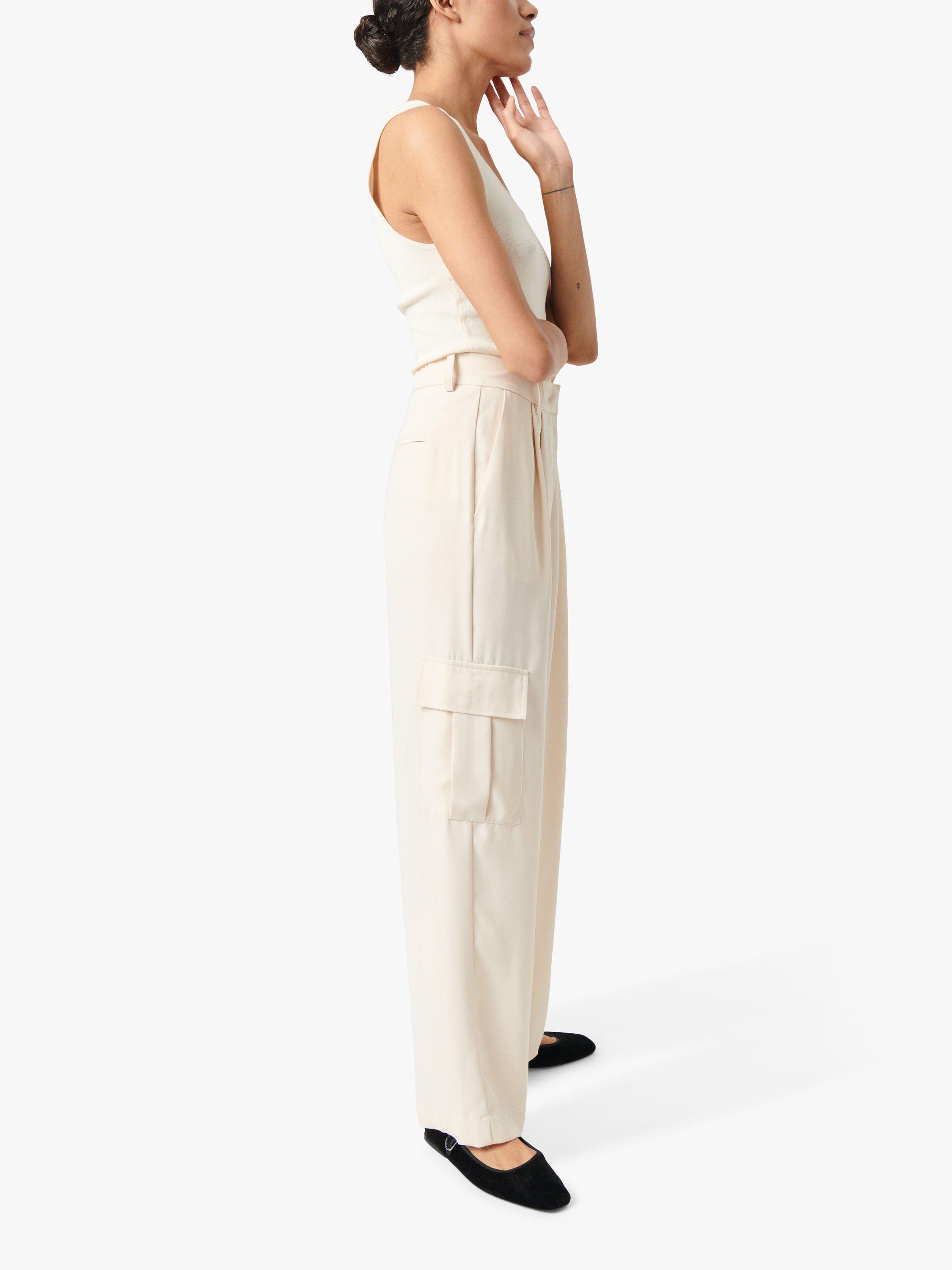 Product image 4 of 7, which shows Soaked In Luxury Shirley Wide Legs Cargo Trousers, Sandshell, XXL