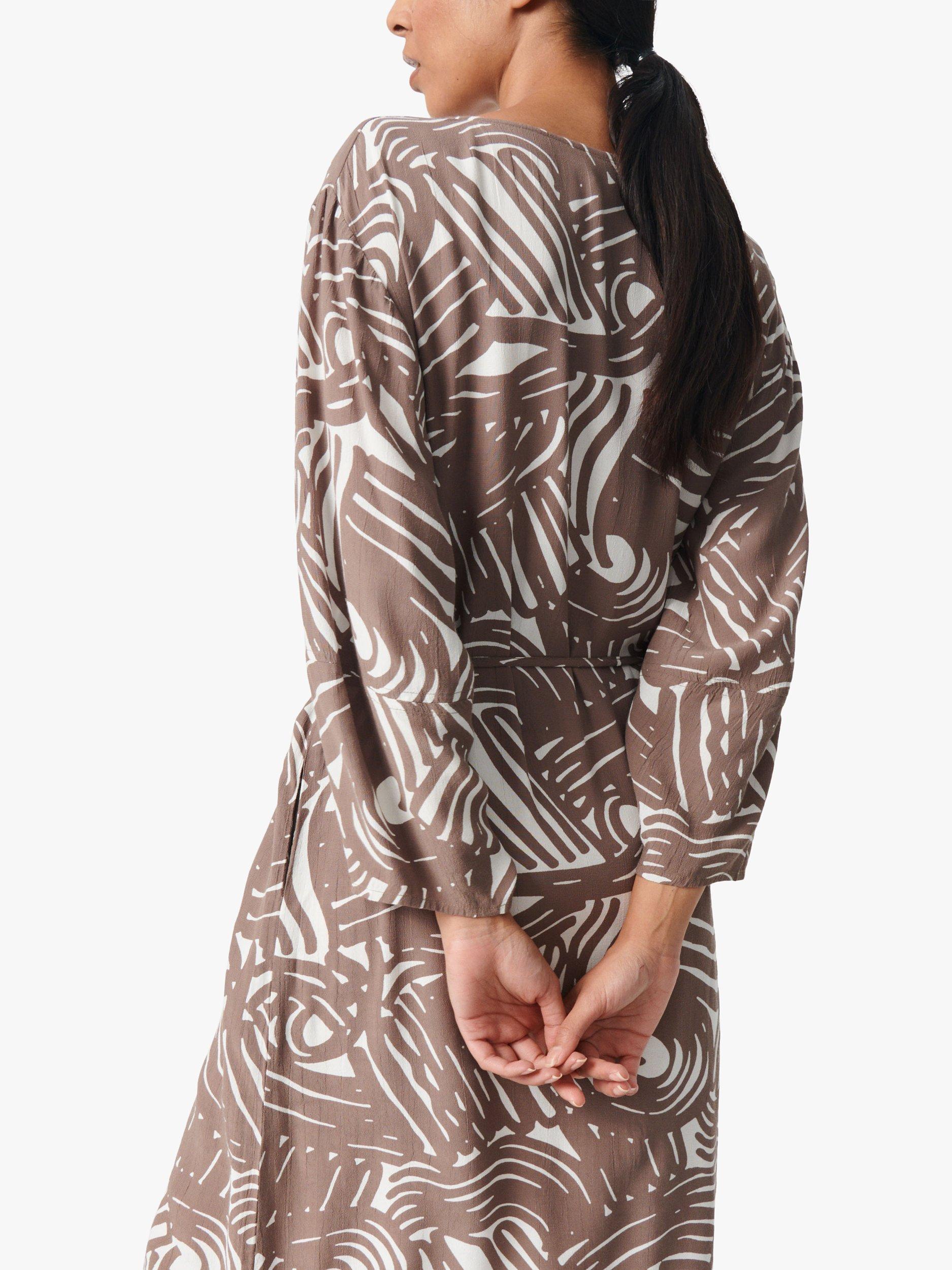 Product image 2 of 7, which shows Soaked In Luxury Marian V-Neck Knee-Length Dress, Walnut Lines, XS