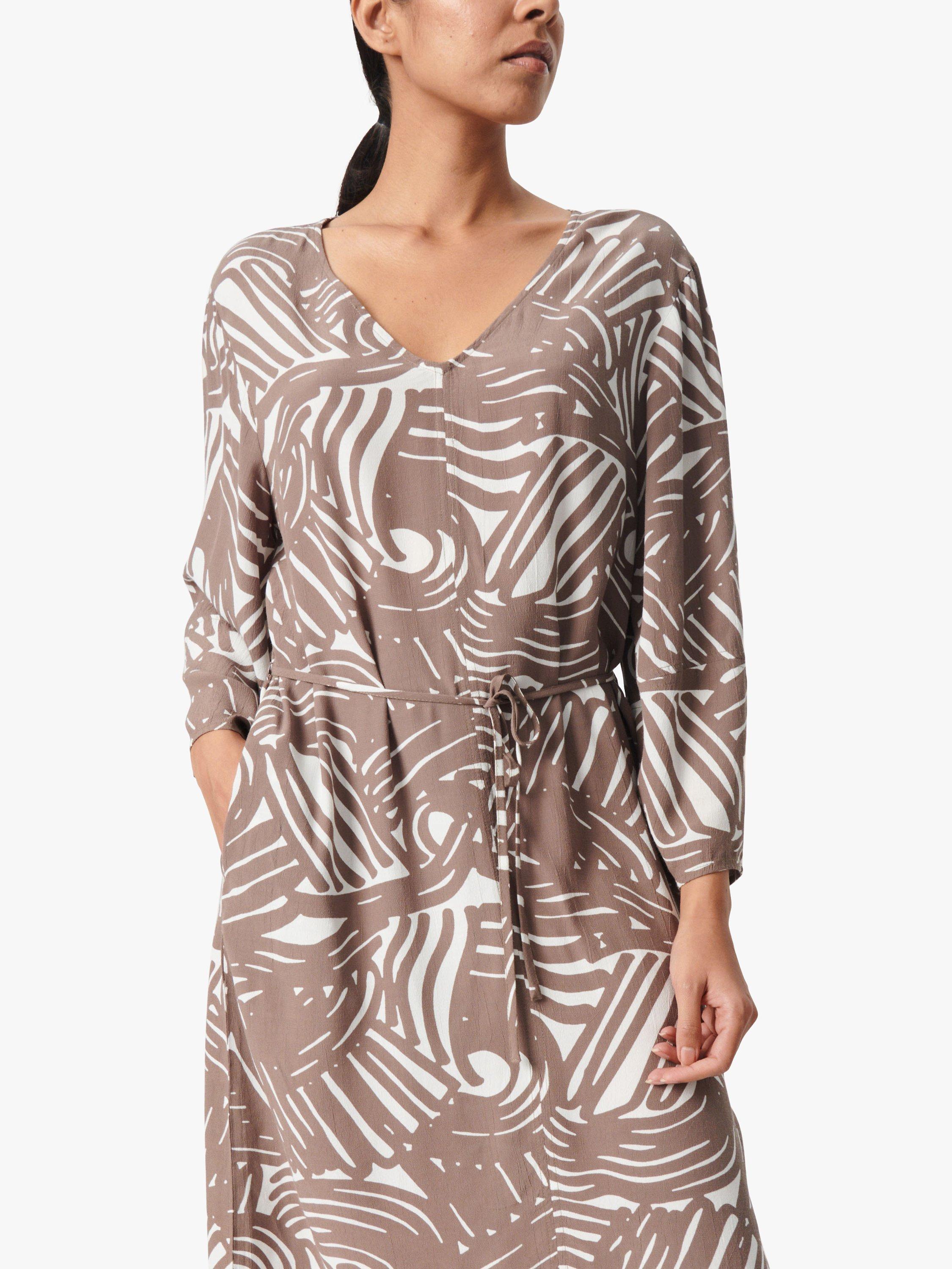Product image 3 of 7, which shows Soaked In Luxury Marian V-Neck Knee-Length Dress, Walnut Lines, XS