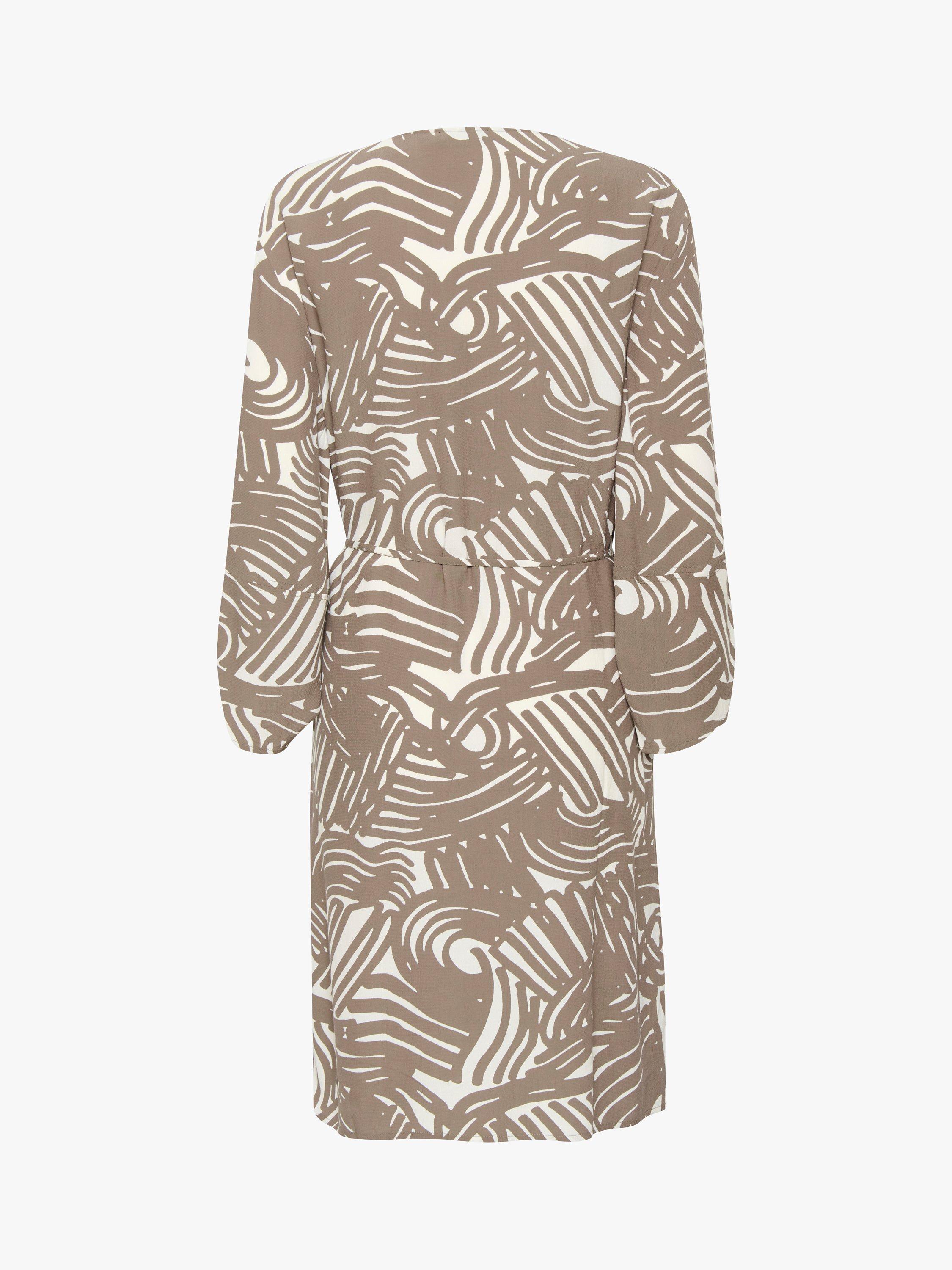 Product image 7 of 7, which shows Soaked In Luxury Marian V-Neck Knee-Length Dress, Walnut Lines, XS