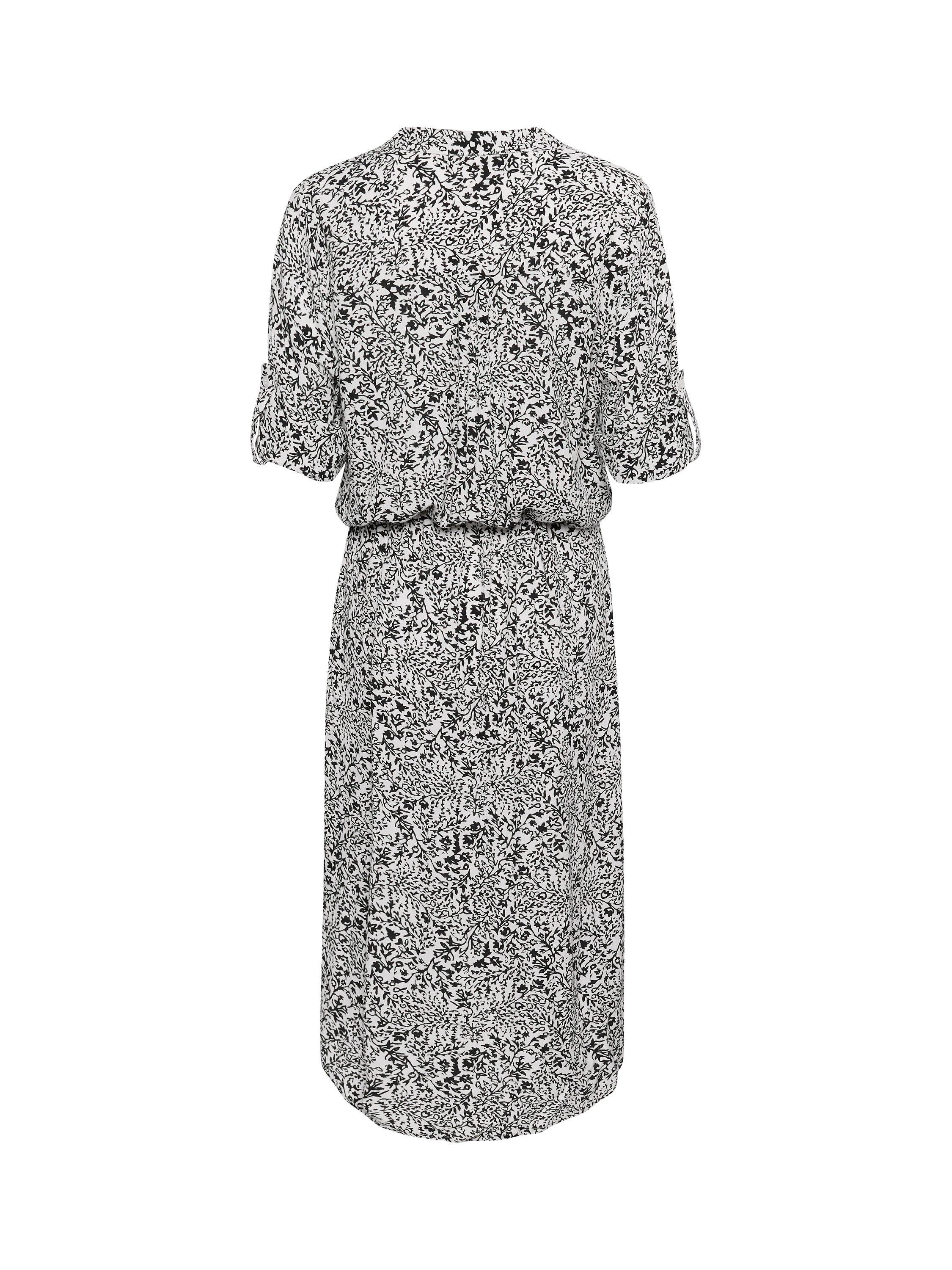 Product image 6 of 6, which shows Soaked In Luxury Zaya Ditsy Print Midi Dress, Black/White, XS