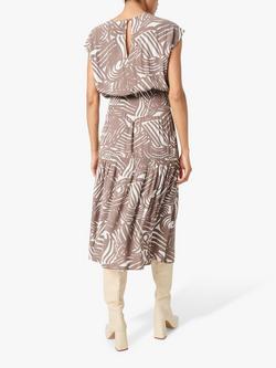 Soaked In Luxury Marian Ecovero Smock Midi Dress, Walnut Lines - view 2, Walnut Lines
