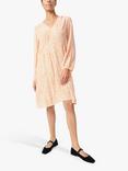 Soaked In Luxury Zaya Knee Length Long Sleeve Dress, Tangerine Ditsy