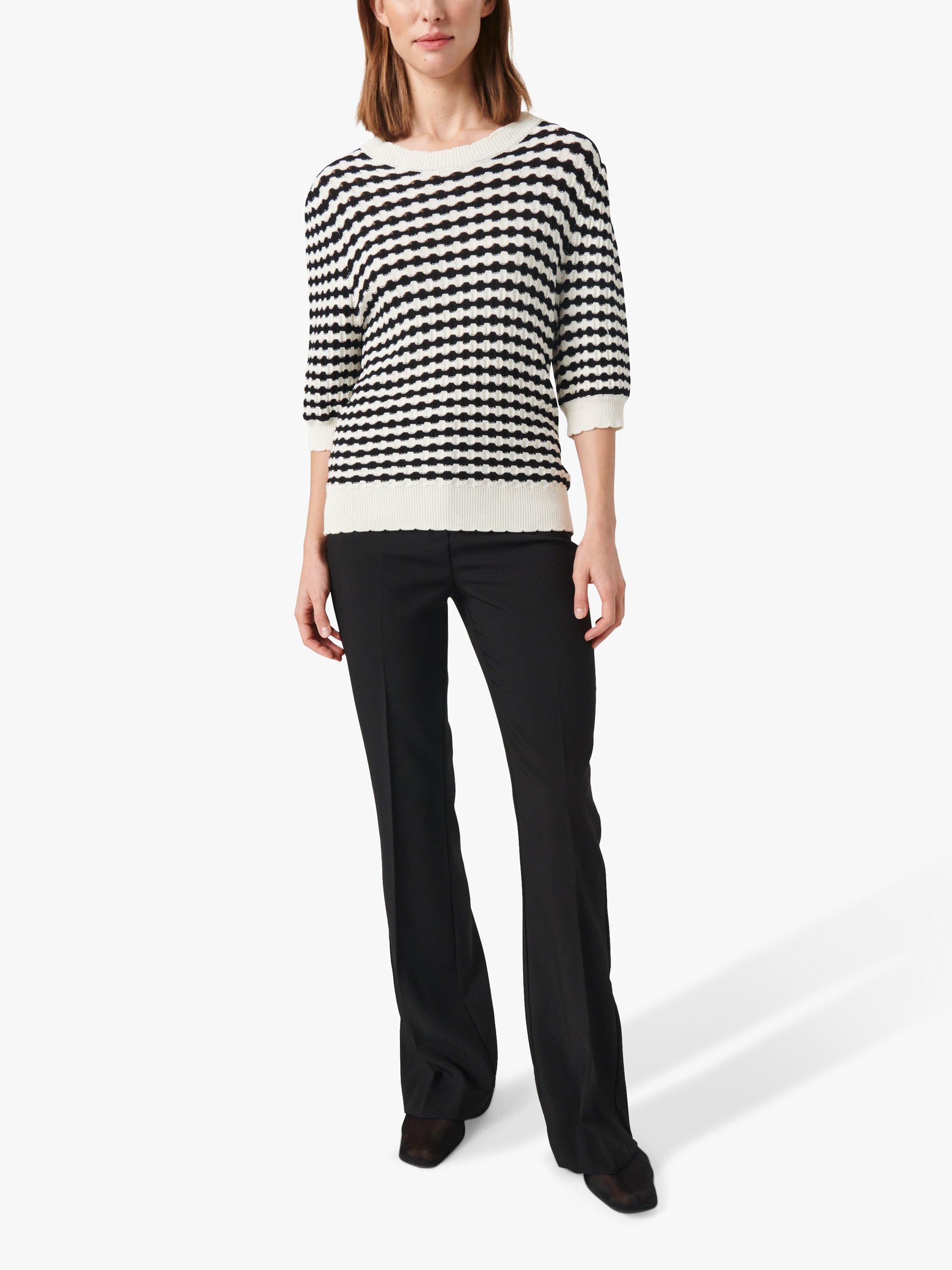 Product image 3 of 7, which shows Soaked In Luxury Indianna Slim Fit 1/2 Sleeve Jumper, Black And White Wave, S