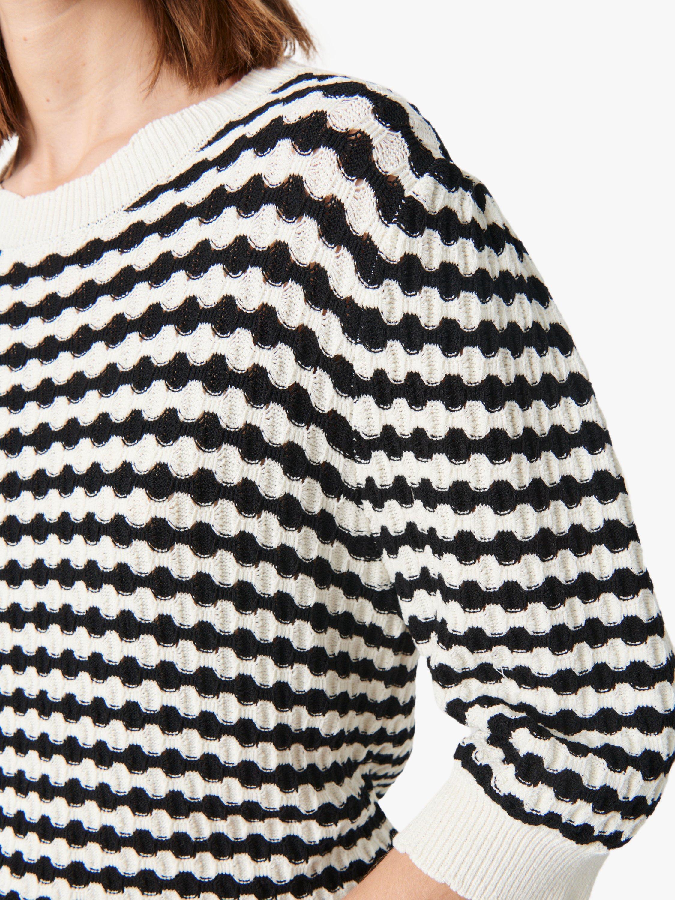 Product image 5 of 7, which shows Soaked In Luxury Indianna Slim Fit 1/2 Sleeve Jumper, Black And White Wave, S