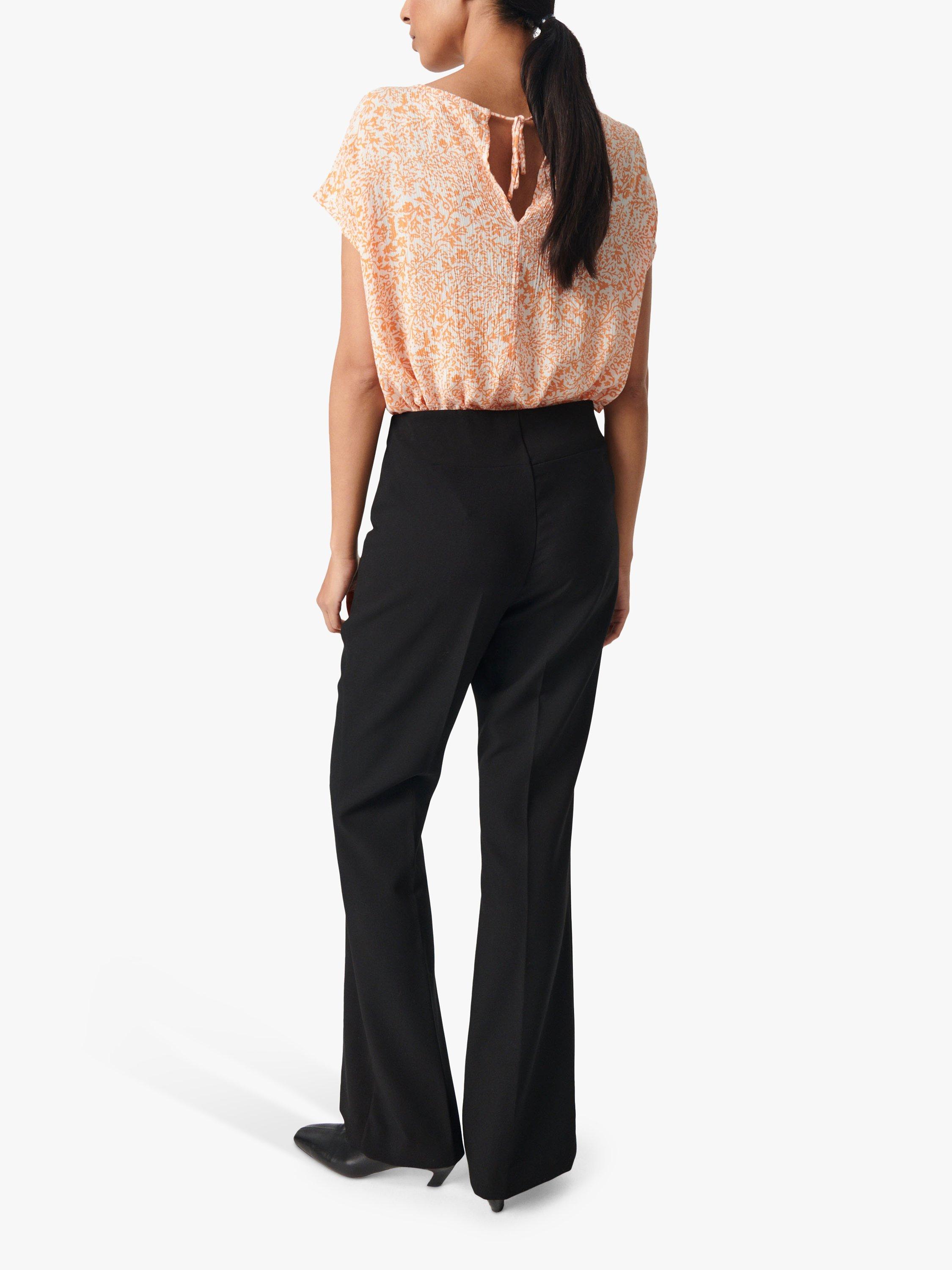 Product image 2 of 6, which shows Soaked In Luxury Zaya Boat Neck Relaxed Fit Top, Tangerine Ditsy, XL