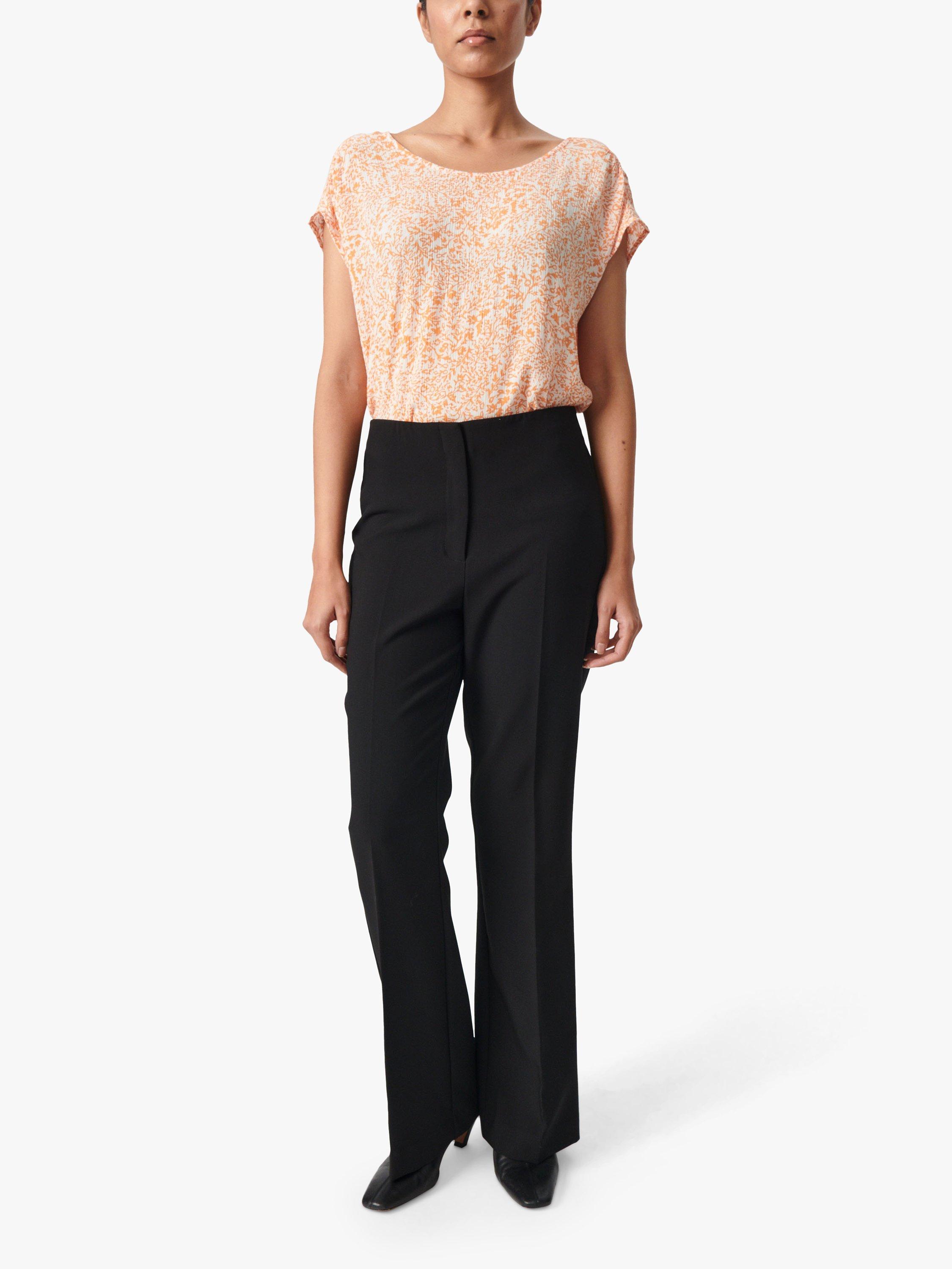 Product image 3 of 6, which shows Soaked In Luxury Zaya Boat Neck Relaxed Fit Top, Tangerine Ditsy, XL