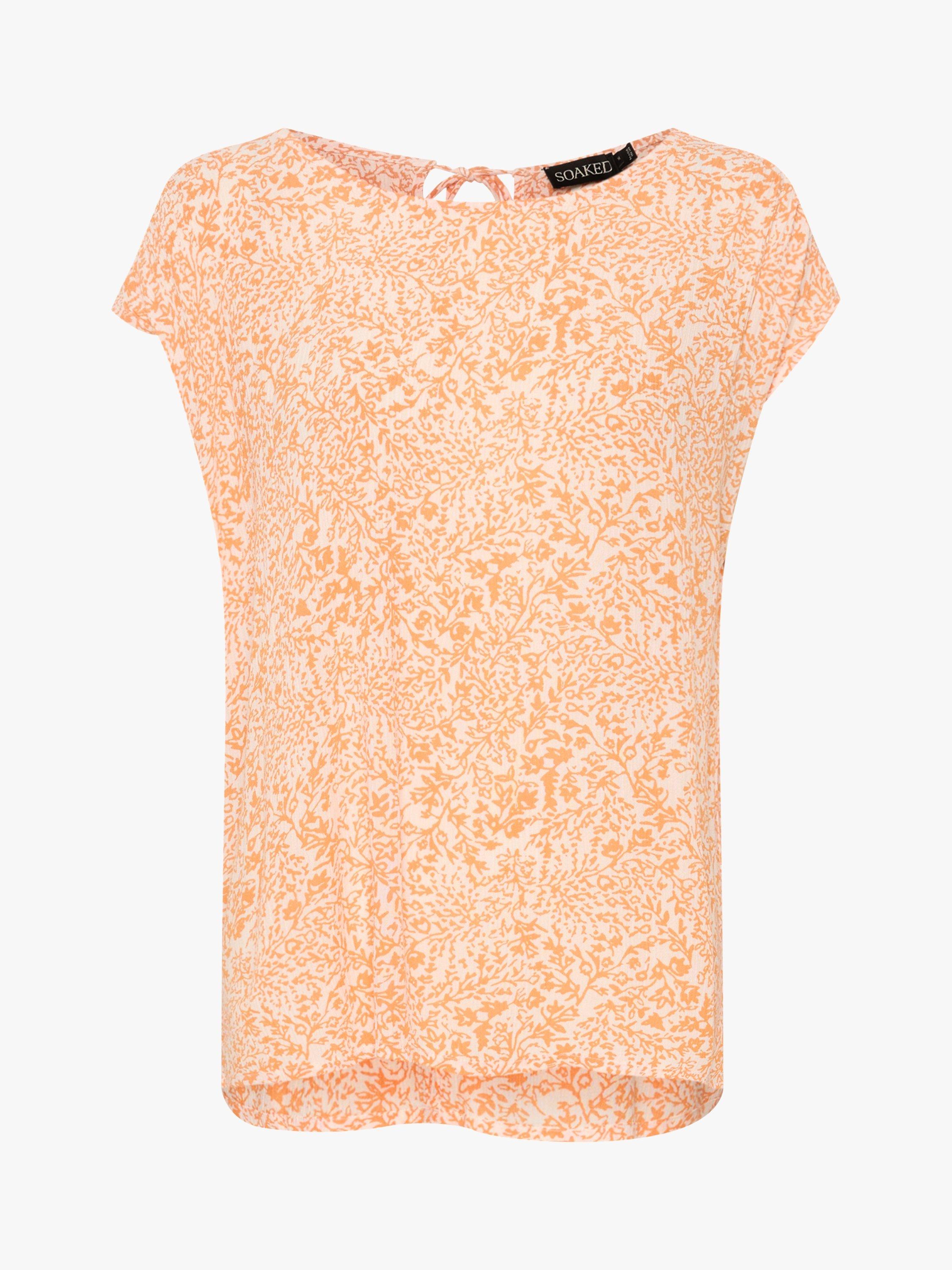 Product image 5 of 6, which shows Soaked In Luxury Zaya Boat Neck Relaxed Fit Top, Tangerine Ditsy, XL