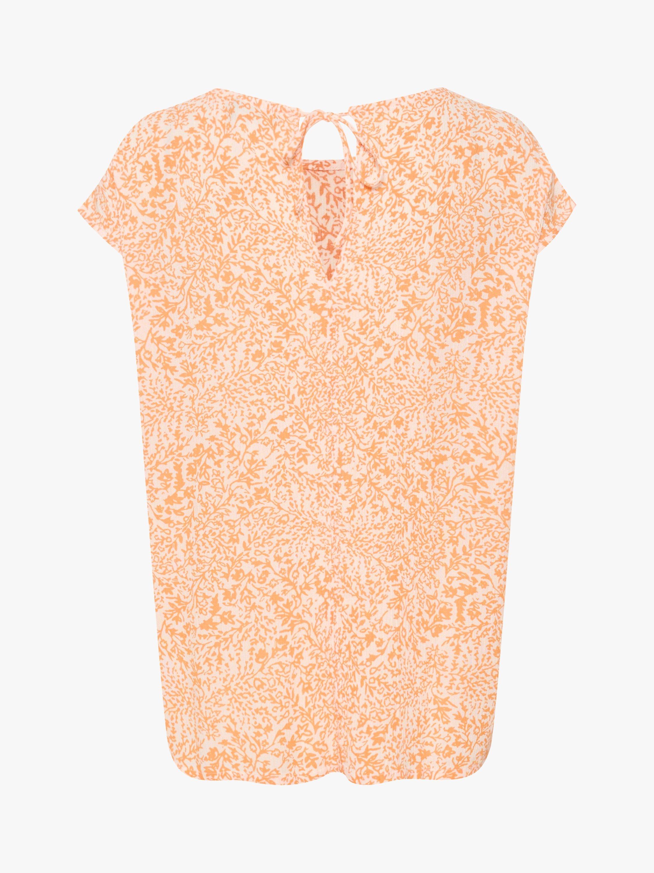 Product image 6 of 6, which shows Soaked In Luxury Zaya Boat Neck Relaxed Fit Top, Tangerine Ditsy, XL