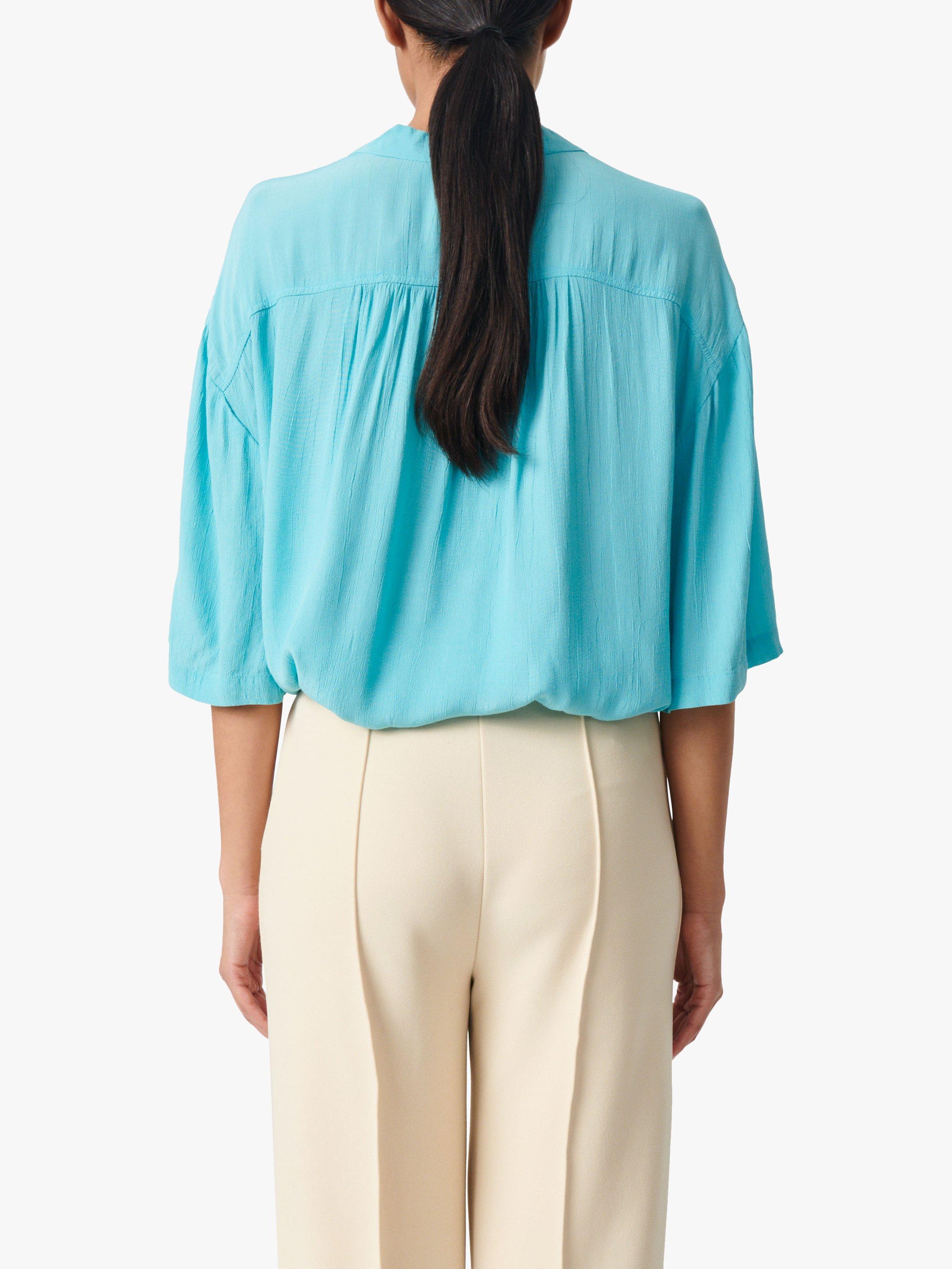Product image 2 of 6, which shows Soaked In Luxury Layna Loose Fit Blouse, Sea Jet, M