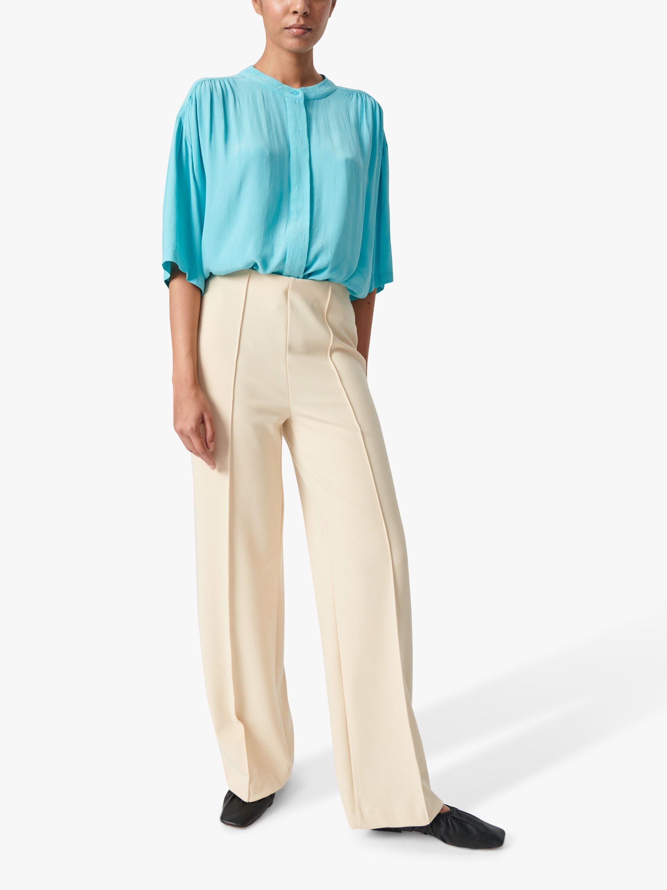 Product image 3 of 6, which shows Soaked In Luxury Layna Loose Fit Blouse, Sea Jet, M