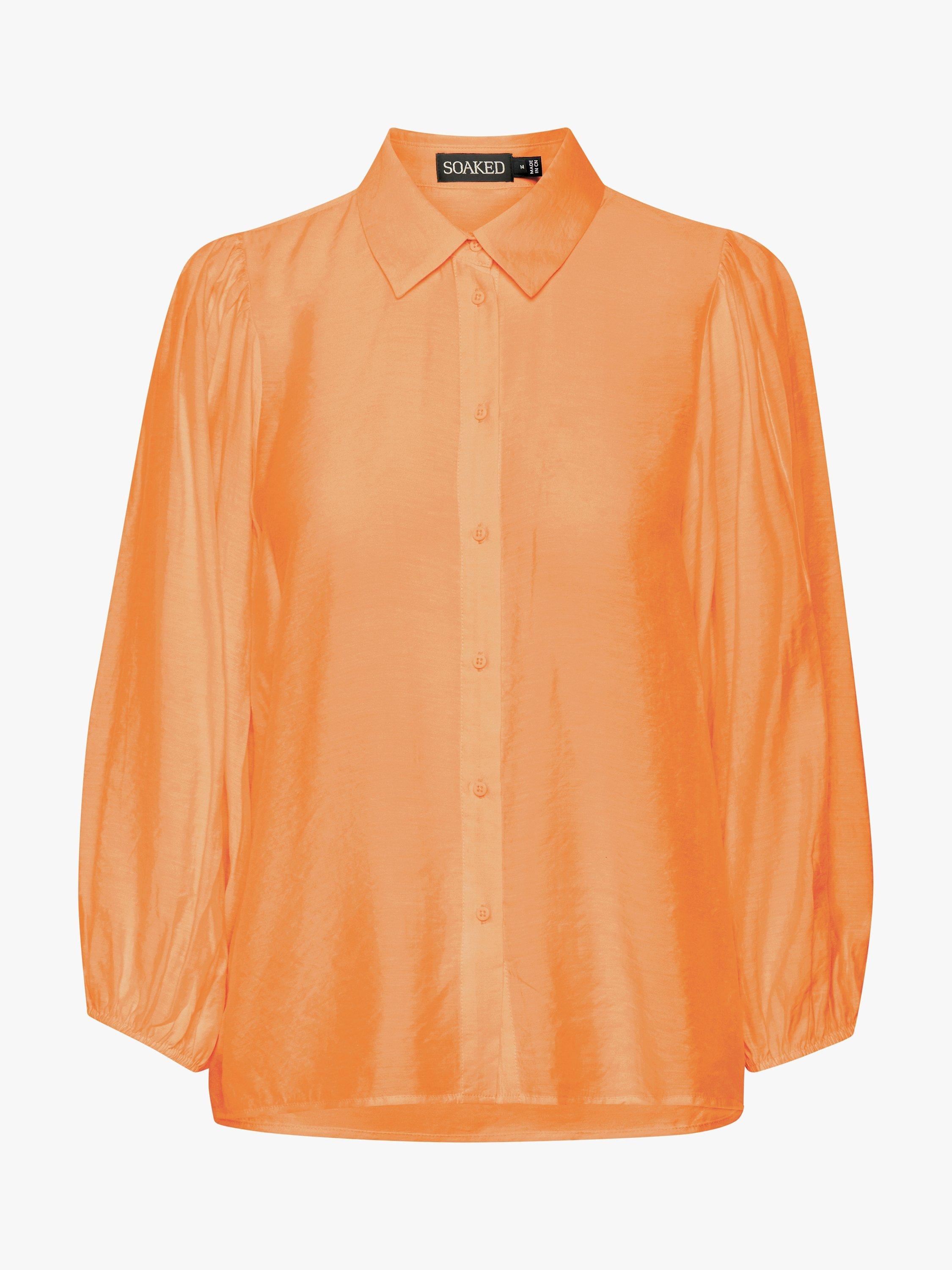 Product image 4 of 5, which shows Soaked In Luxury Leodora Cropped Sleeve Buttons Shirt, Tangerine, M