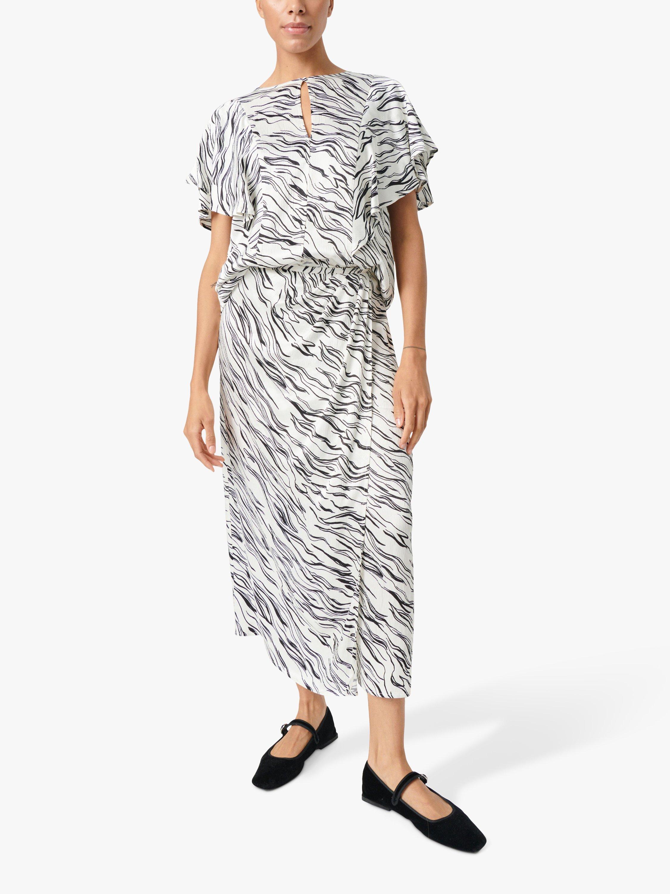 Soaked In Luxury Vinka Wrap Maxi Skirt, White/Black Wave, XS