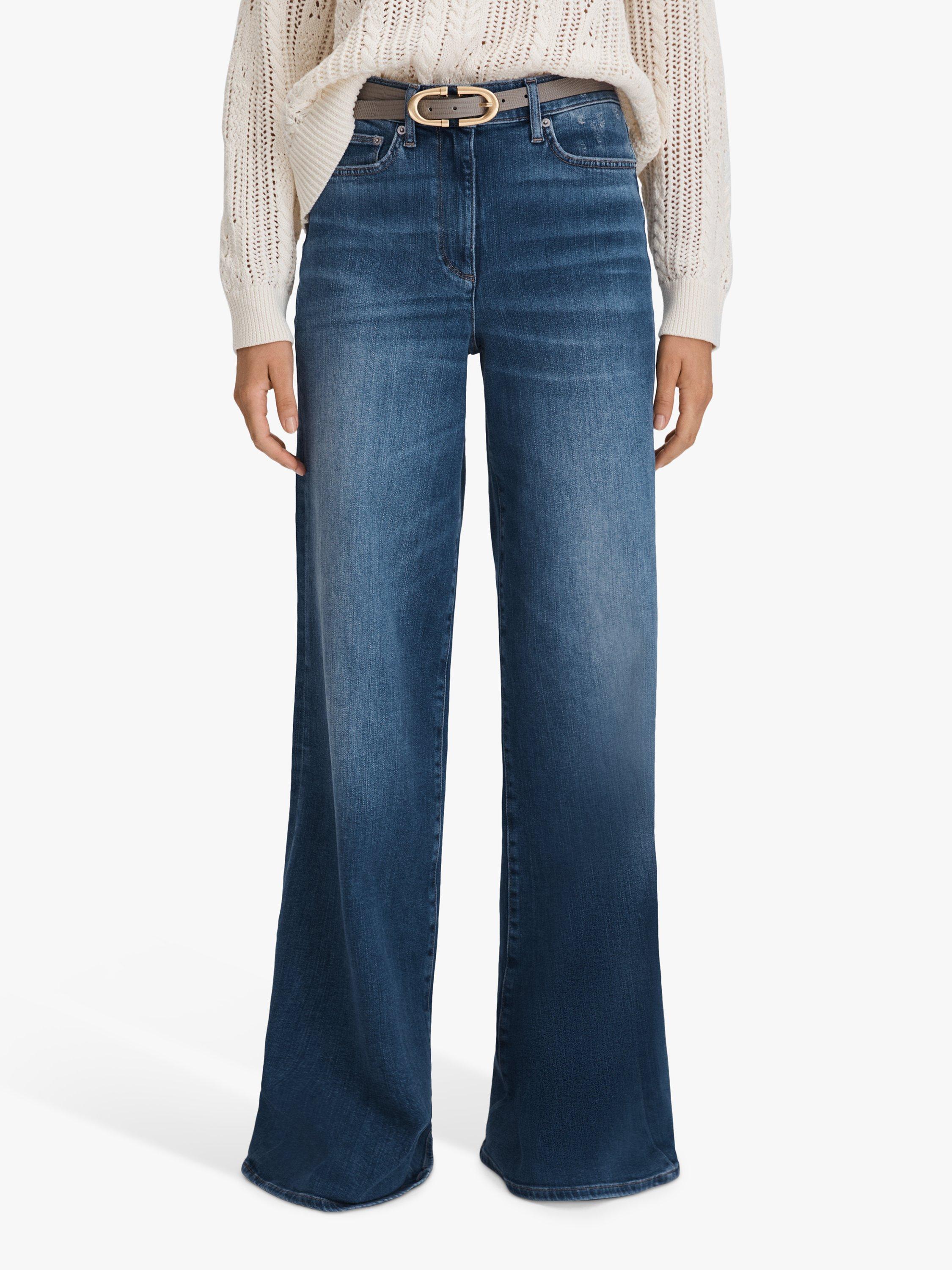 Reiss Ameria Wide Leg Jeans, Mid Blue
