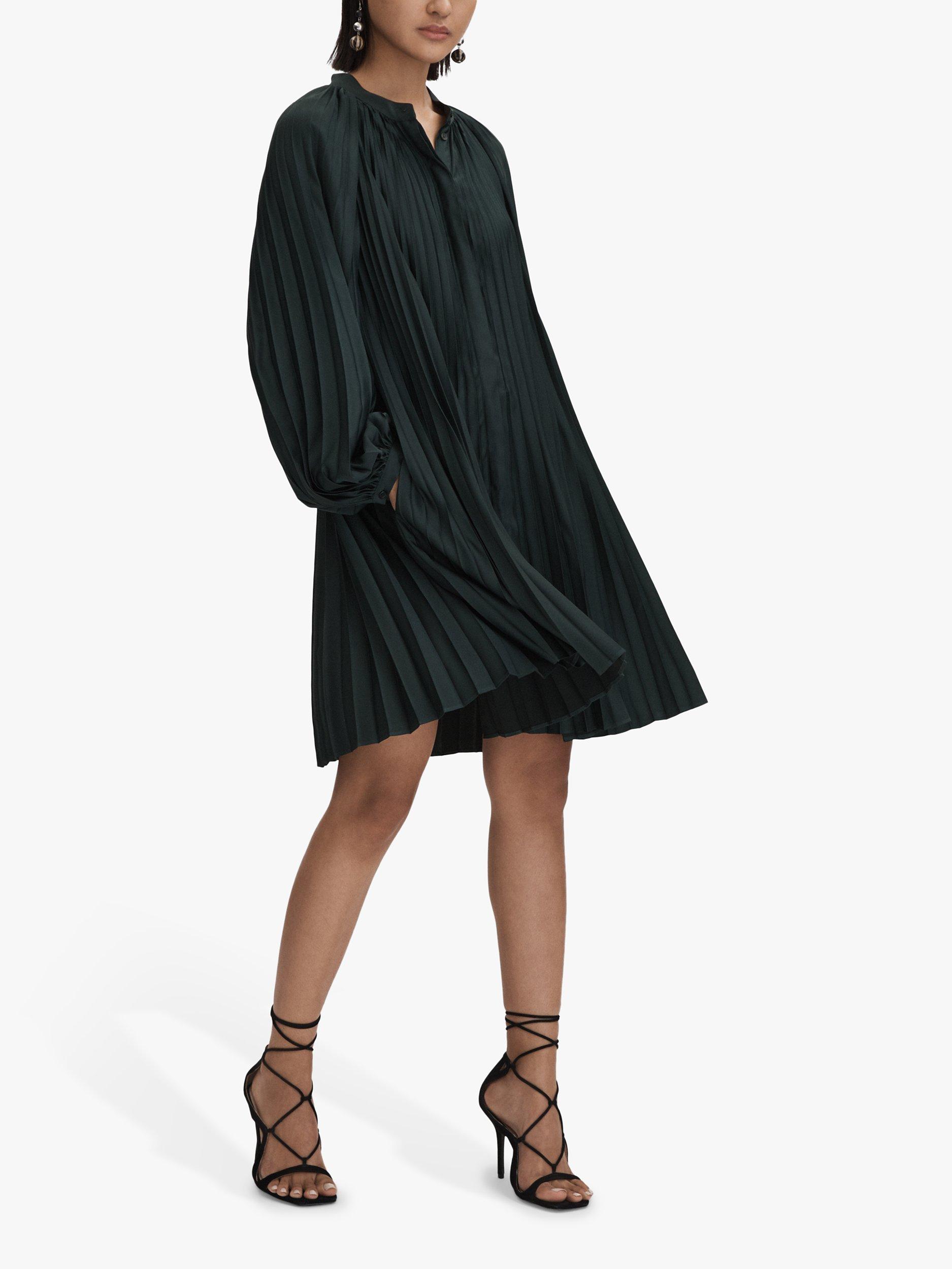 Reiss Trina Pleated Belted Flip Dress, Green