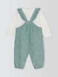 John Lewis Baby Cotton Long Sleeve Bodysuit & Floral Dungaree Set, Multi