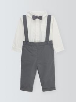 John Lewis Heirloom Collection Baby Shirt, Trousers and Bow Tie Set, Grey, Grey