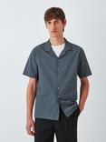 Kin Short Sleeve Crepe Cotton Shirt, Dark Blue