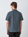 Kin Short Sleeve Crepe Cotton Shirt, Dark Blue