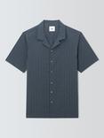 Kin Short Sleeve Crepe Cotton Shirt, Dark Blue