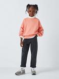 John Lewis Kids' Floral Embroidered Sleeve Sweatshirt, Peach Pink