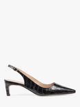 L.K.Bennett Alyssa Crocodile Effect Leather Open Court Shoes, Black, Black