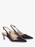L.K.Bennett Alyssa Crocodile Effect Leather Open Court Shoes, Black, Black