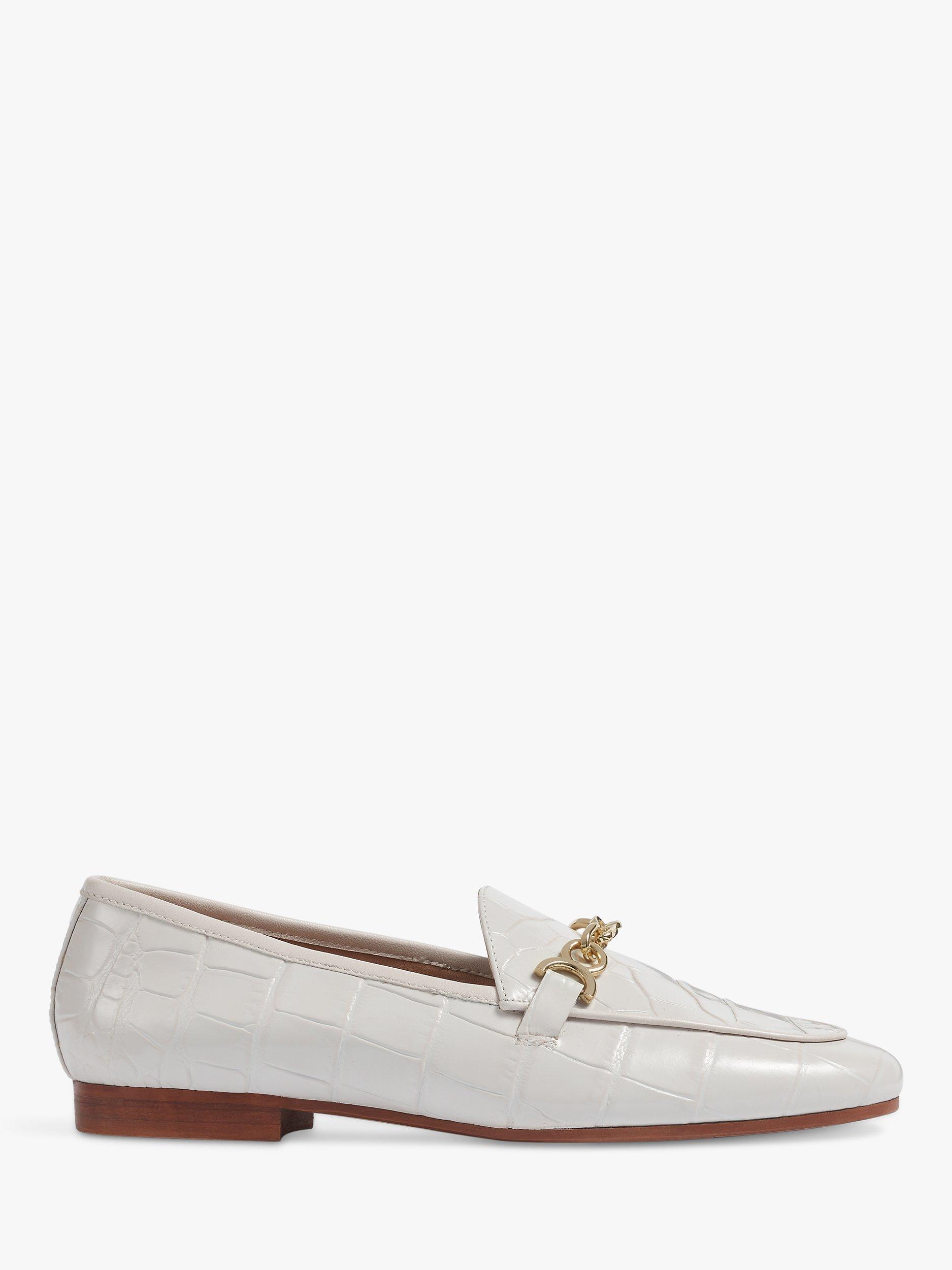 L.K.Bennett Adalynn Crocodile Effect Leather Loafers, White