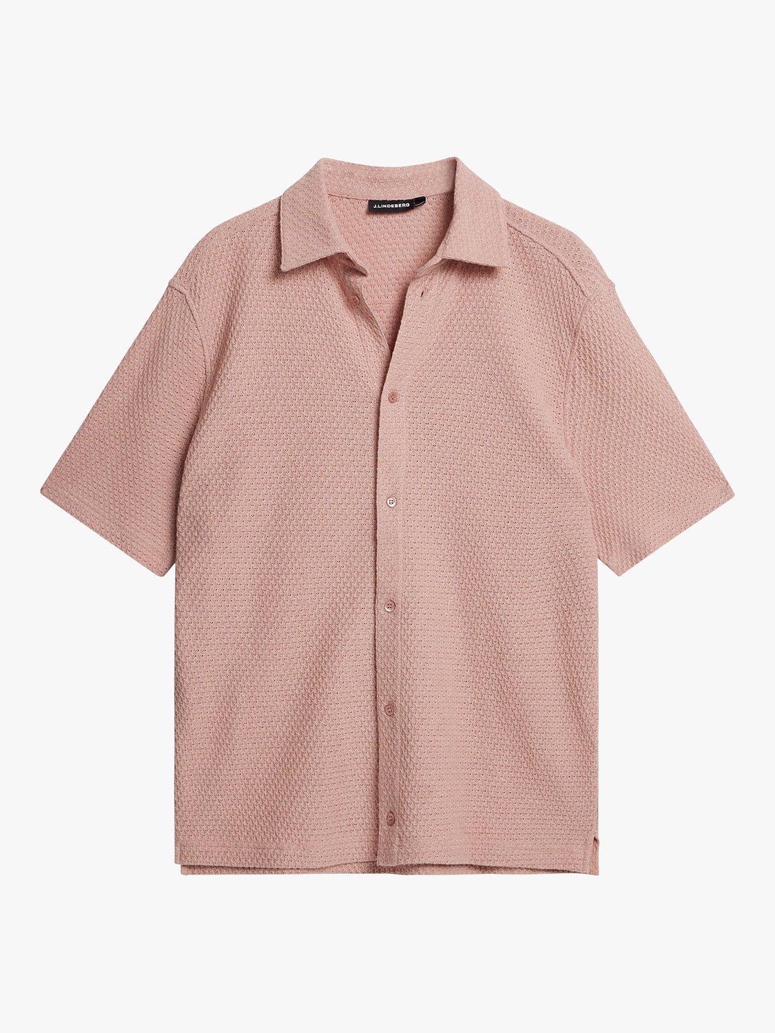 Product image 4 of 4, which shows J.Lindeberg Torpa Airy Short Sleeve Shirt, Powder Pink, S