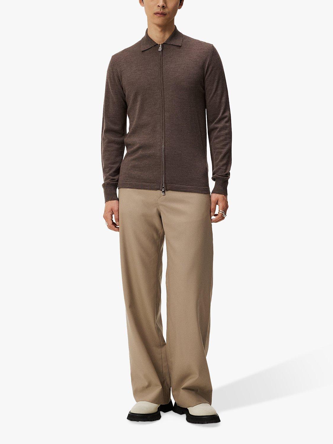 J.Lindeberg Nyle Light Merino Zip Cardigan, Walnut Melange, S