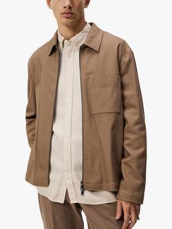 J.Lindeberg Julius Cotton Twill Overshirt, Walnut, Walnut