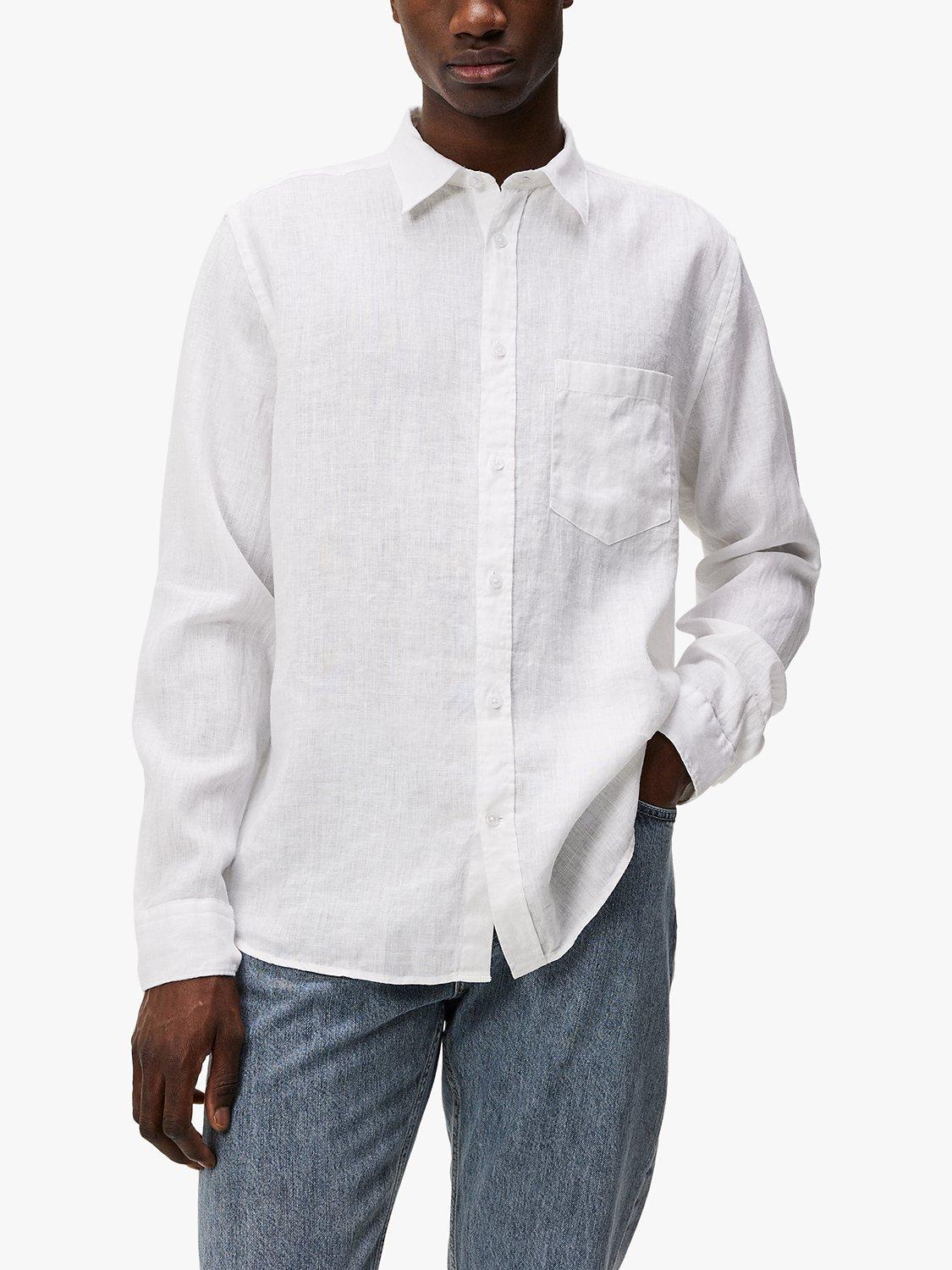 Product image 1 of 5, which shows J.Lindeberg Regular Fit Long Sleeve Linen Shirt, White, S