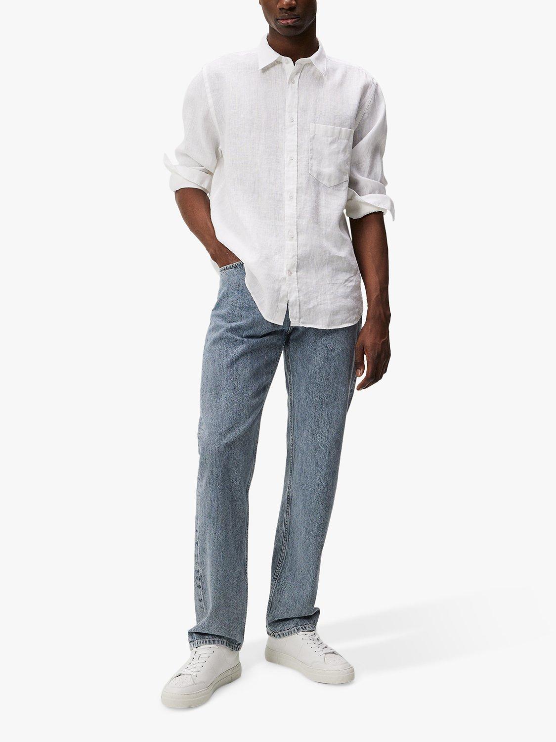 Product image 3 of 5, which shows J.Lindeberg Regular Fit Long Sleeve Linen Shirt, White, S