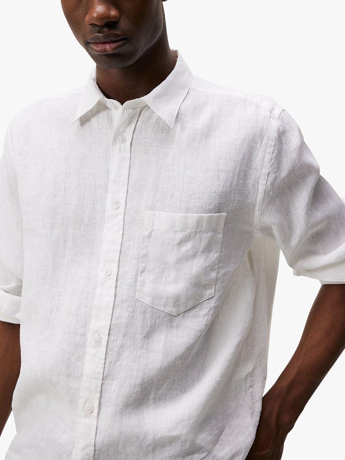 Product image 4 of 5, which shows J.Lindeberg Regular Fit Long Sleeve Linen Shirt, White, S