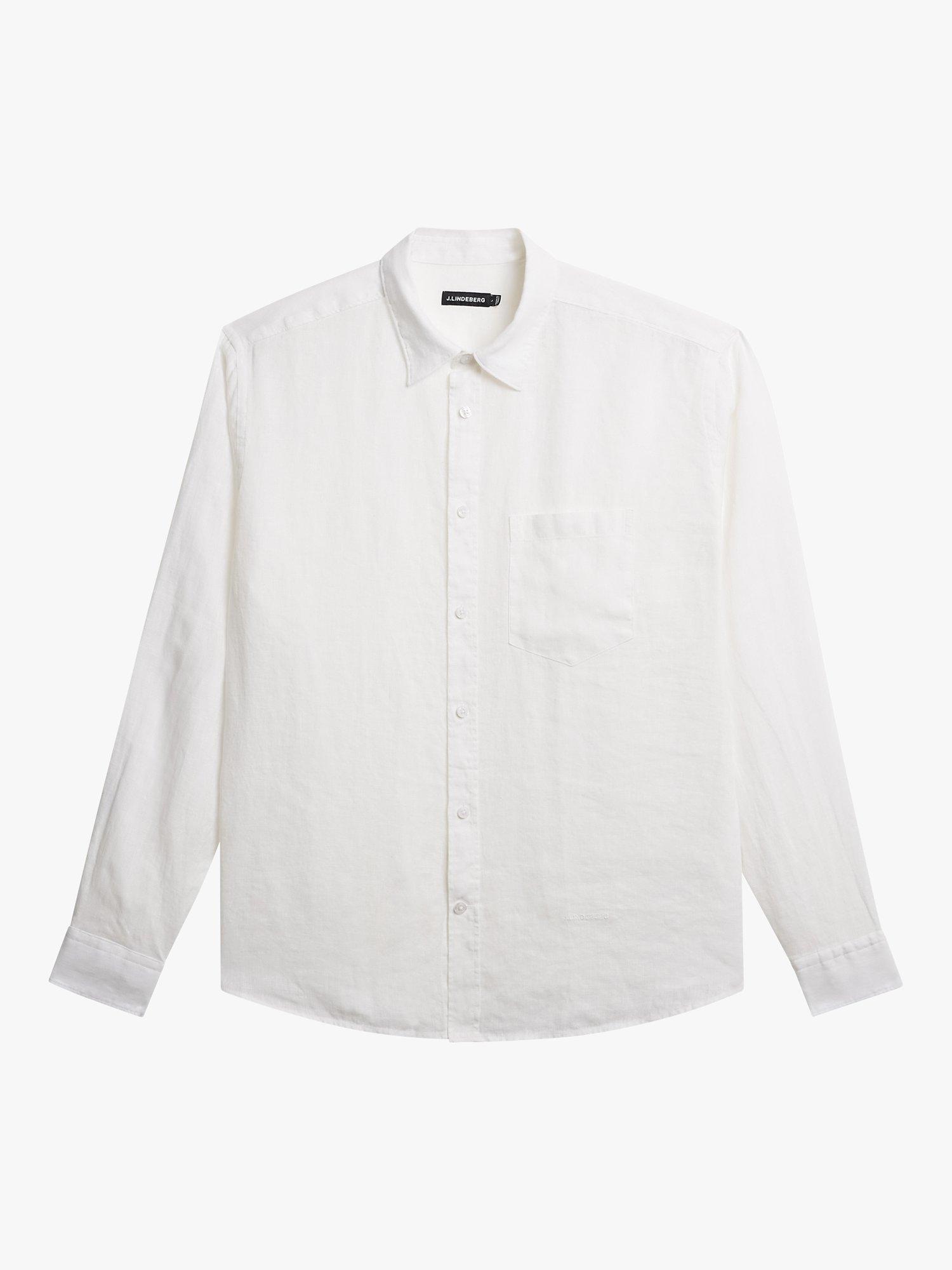 Product image 5 of 5, which shows J.Lindeberg Regular Fit Long Sleeve Linen Shirt, White, S
