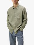 J.Lindeberg Regular Fit Long Sleeve Linen Shirt, Oil Green