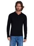 Raging Bull Classic Knitted Long Sleeve Polo Shirt, Black, Black