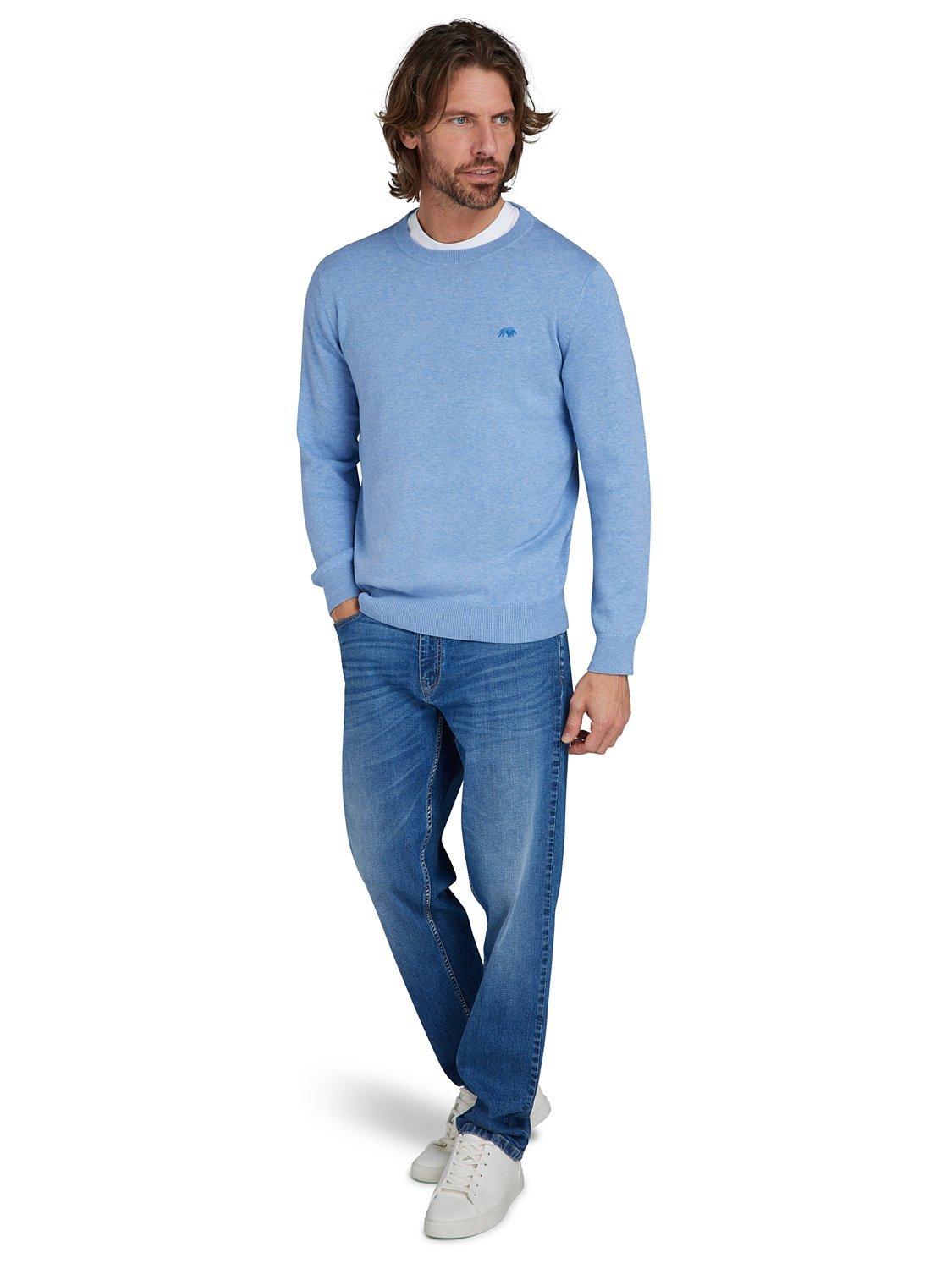 Raging Bull Crew Neck Cotton Jumper, Sky Blue, S