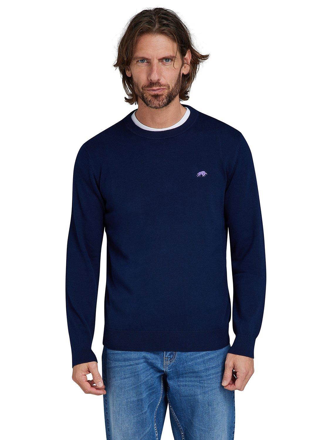 Raging Bull Crew Neck Cotton Jumper, Navy