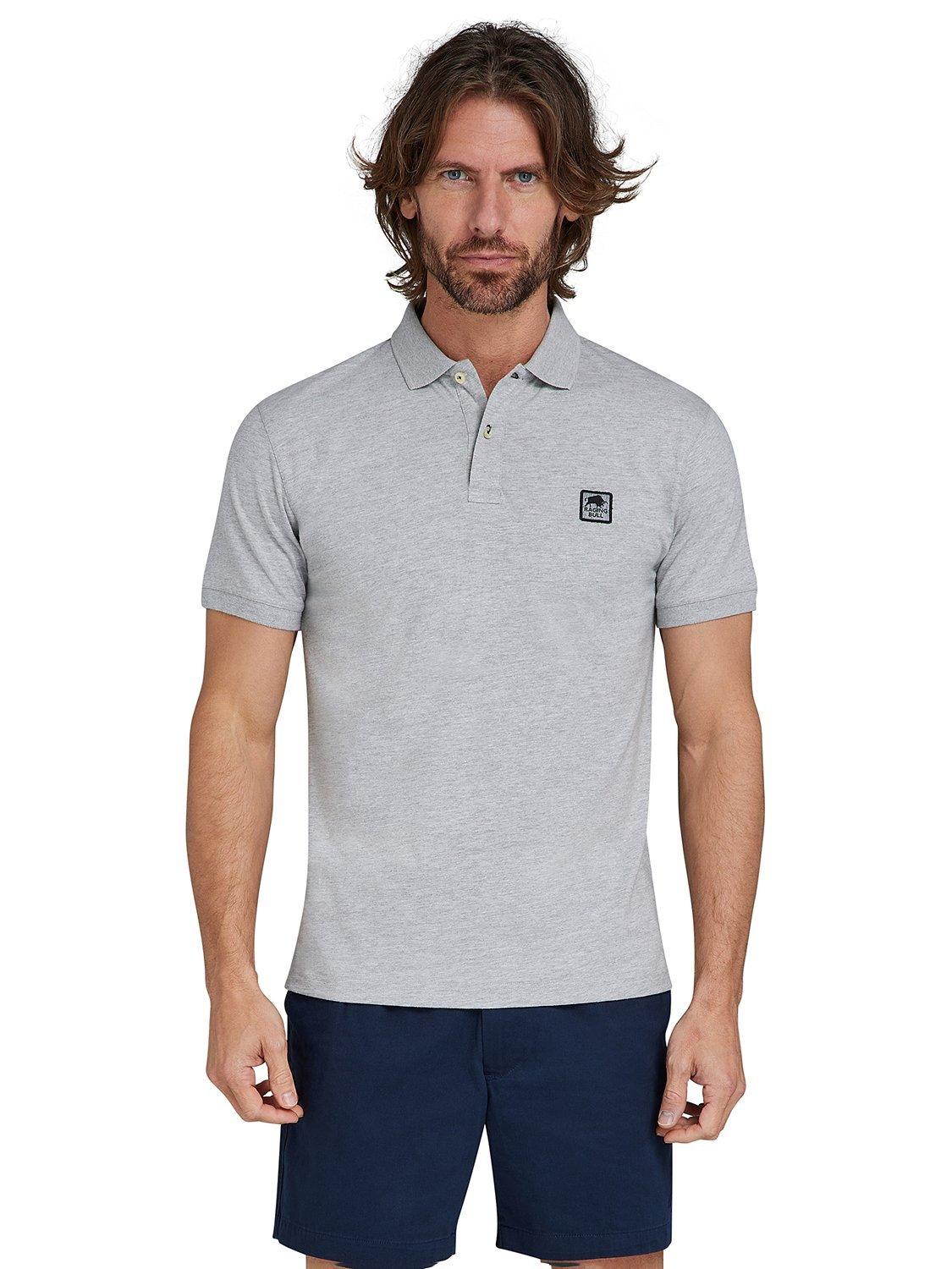 Raging Bull Patch Jersey Polo Shirt, Grey Marl