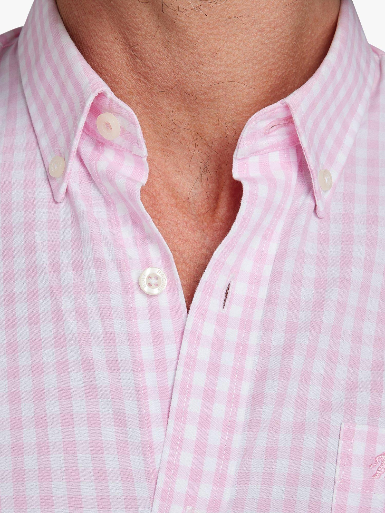 Product image 5 of 9, which shows Raging Bull Long Sleeve Gingham Check Shirt, Pink, S