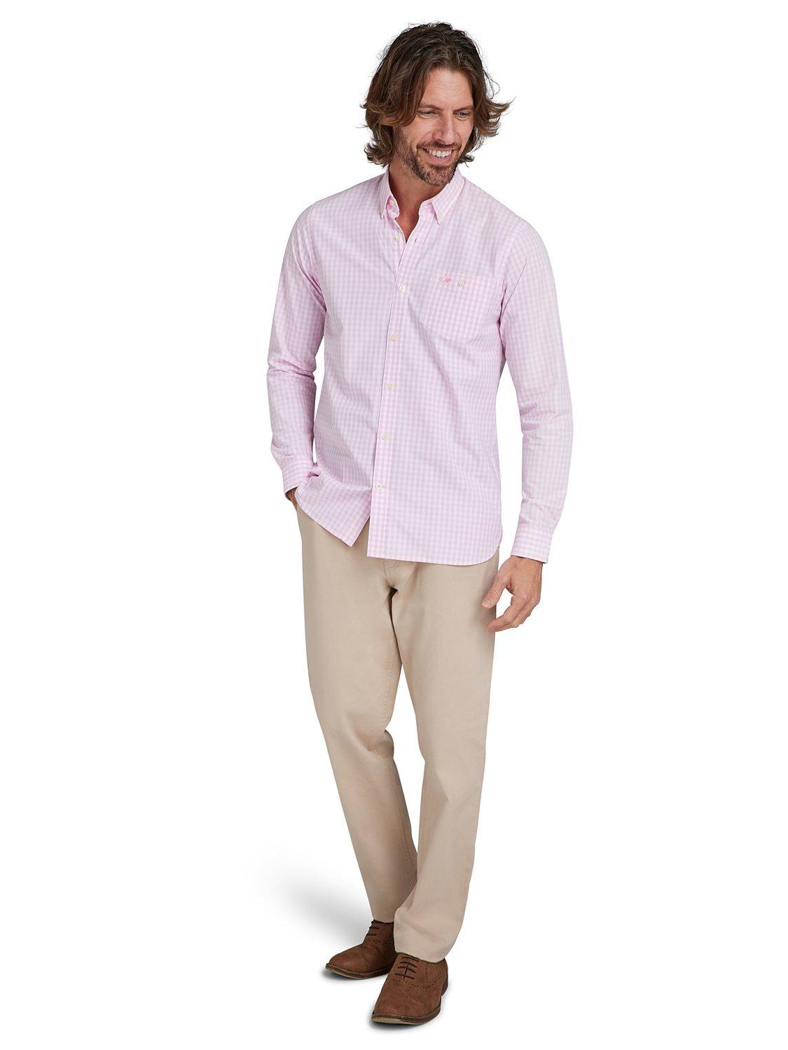 Product image 9 of 9, which shows Raging Bull Long Sleeve Gingham Check Shirt, Pink, S
