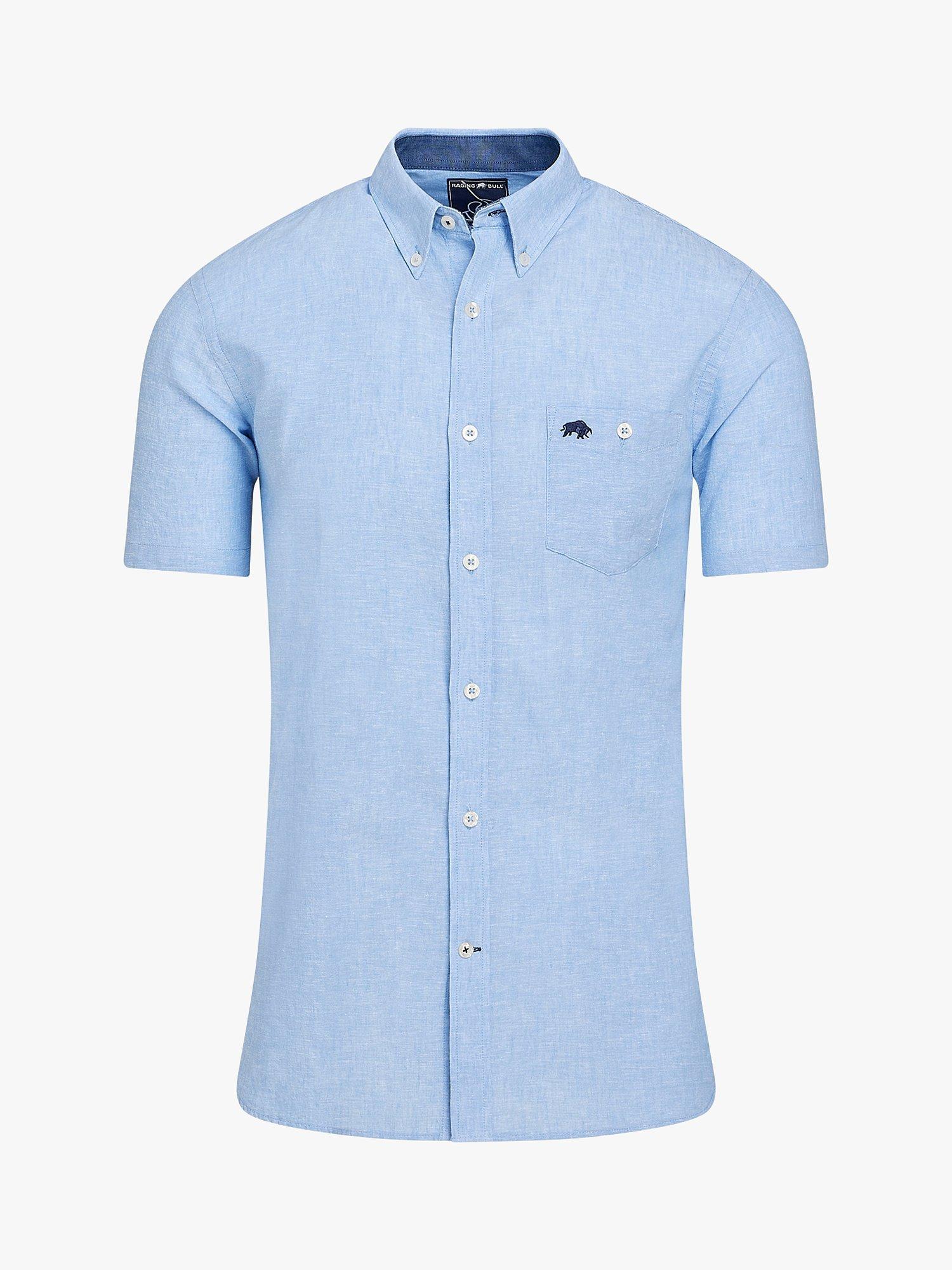 Raging Bull Classic Linen Short Sleeve Shirt, Blue, L