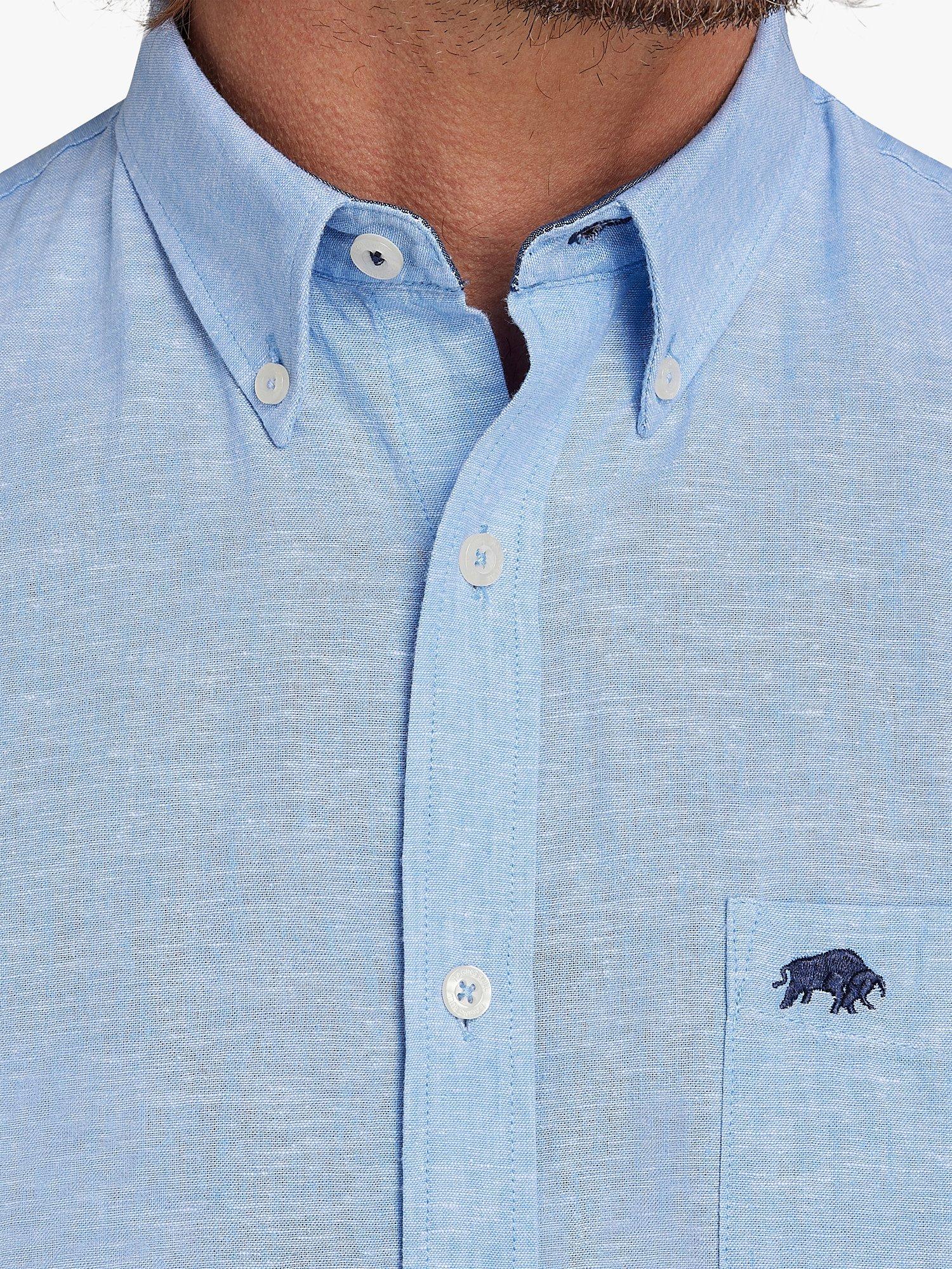 Raging Bull Classic Linen Short Sleeve Shirt, Blue, L