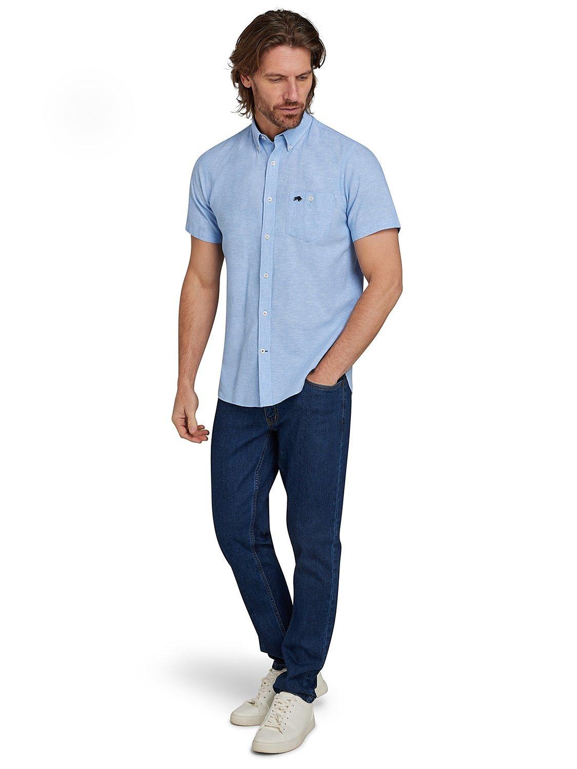 Product image 8 of 8, which shows Raging Bull Classic Linen Short Sleeve Shirt, Blue, L
