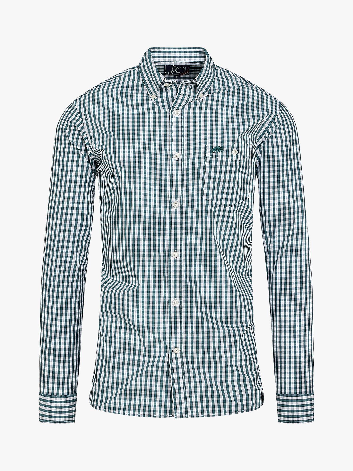 Product image 1 of 9, which shows Raging Bull Long Sleeve Gingham Check Shirt, Forest, S