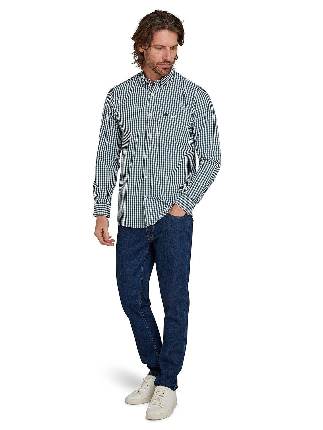 Product image 9 of 9, which shows Raging Bull Long Sleeve Gingham Check Shirt, Forest, S