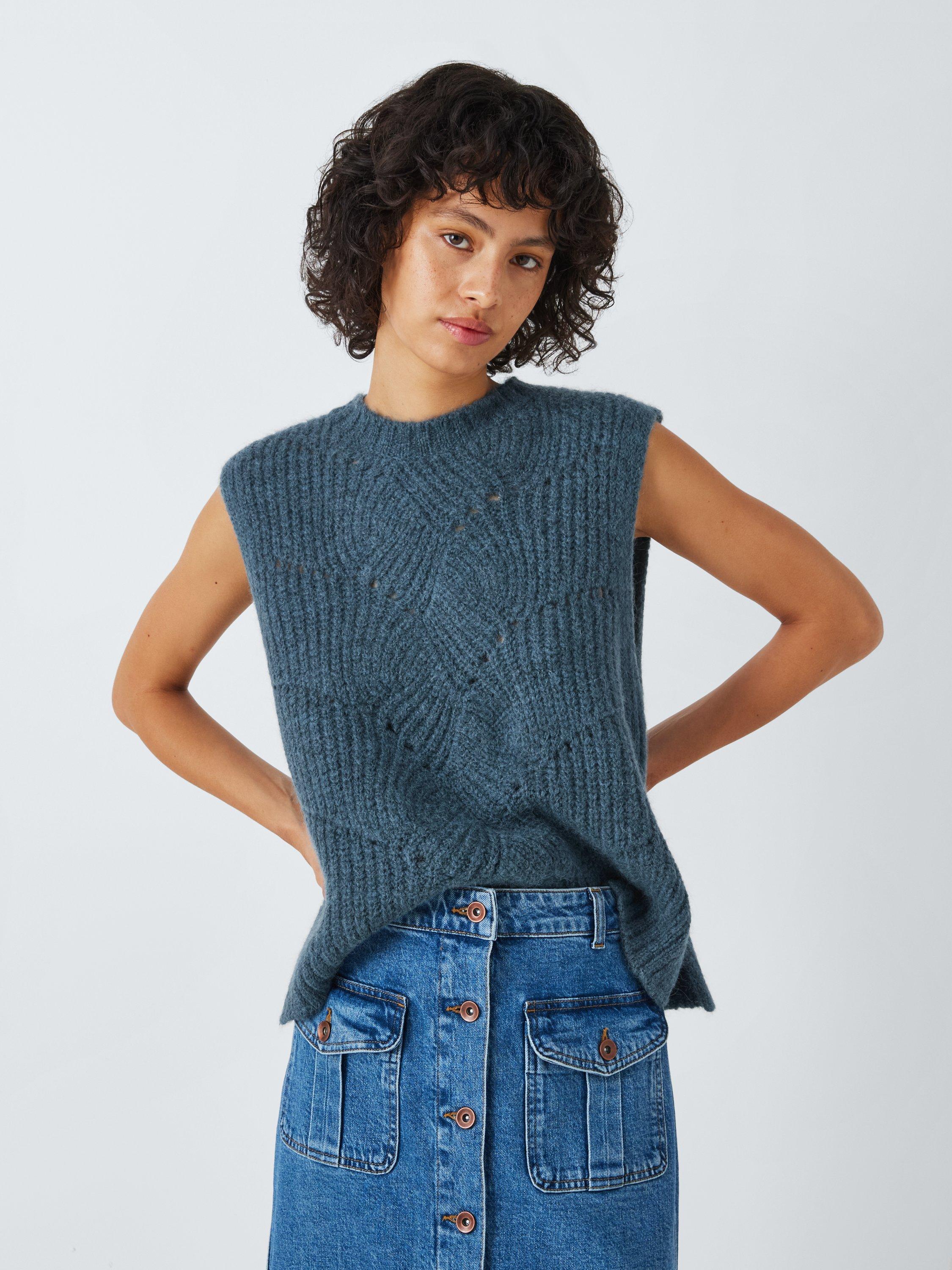 AND/OR Nova Alpaca Blend Point Vest, Denim Blue