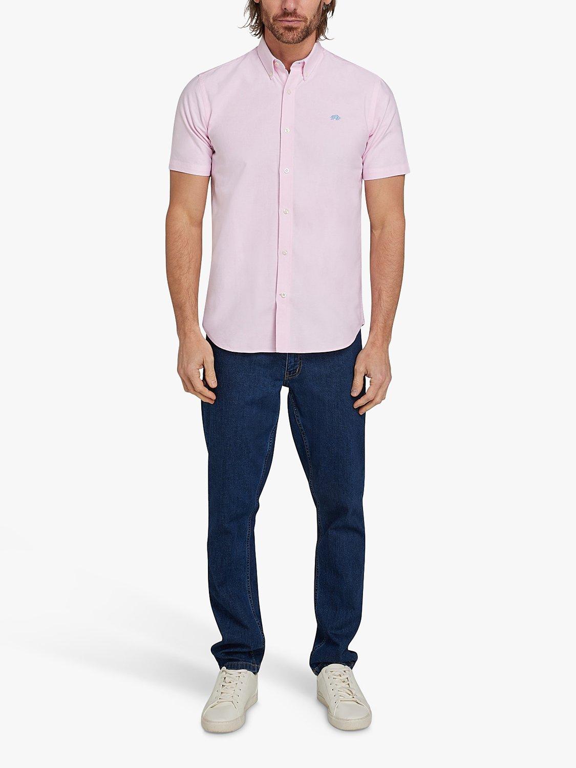 Product image 2 of 8, which shows Raging Bull Short Sleeve Lightweight Oxford Shirt, Pink, S