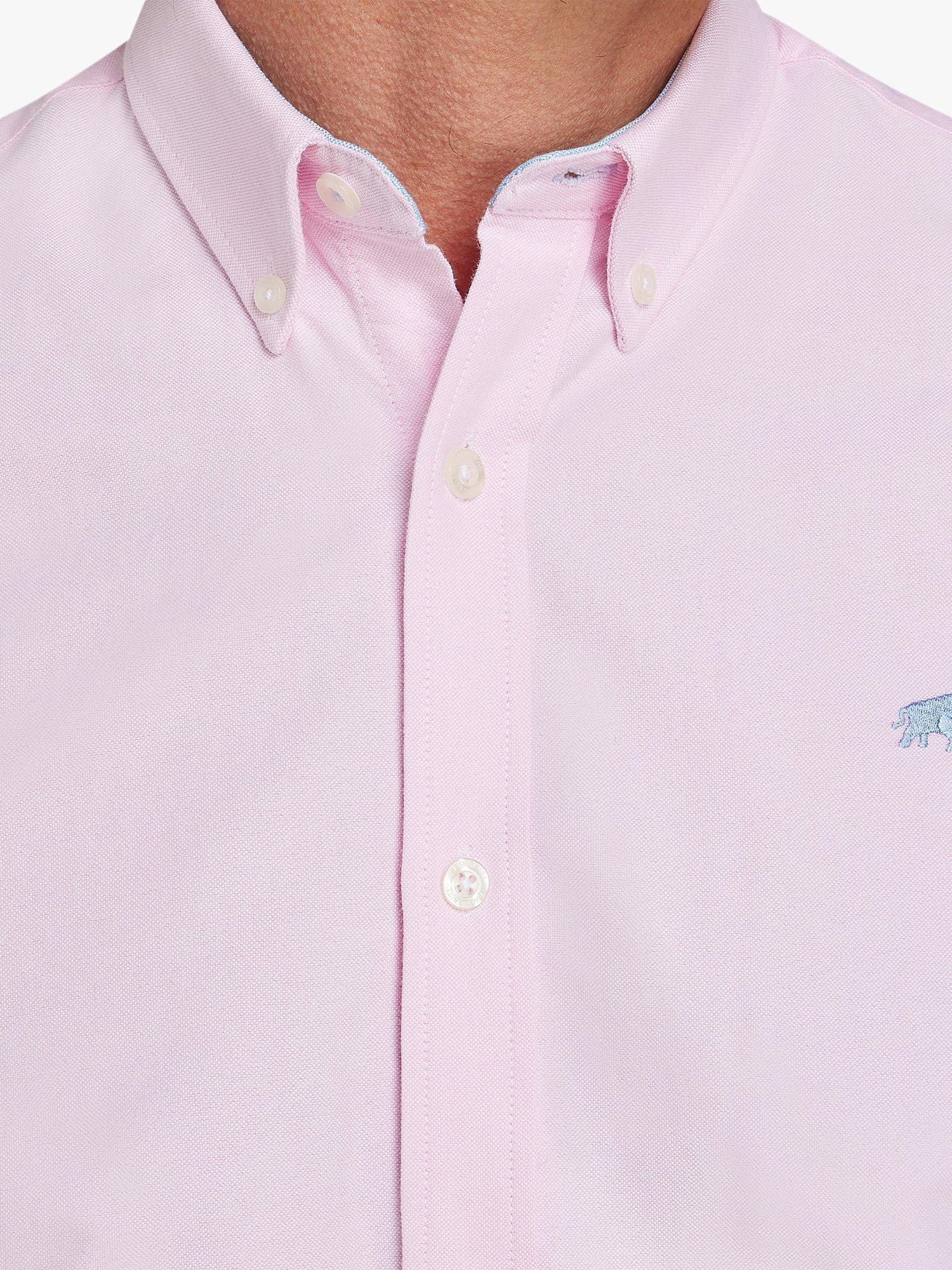 Product image 4 of 8, which shows Raging Bull Short Sleeve Lightweight Oxford Shirt, Pink, S